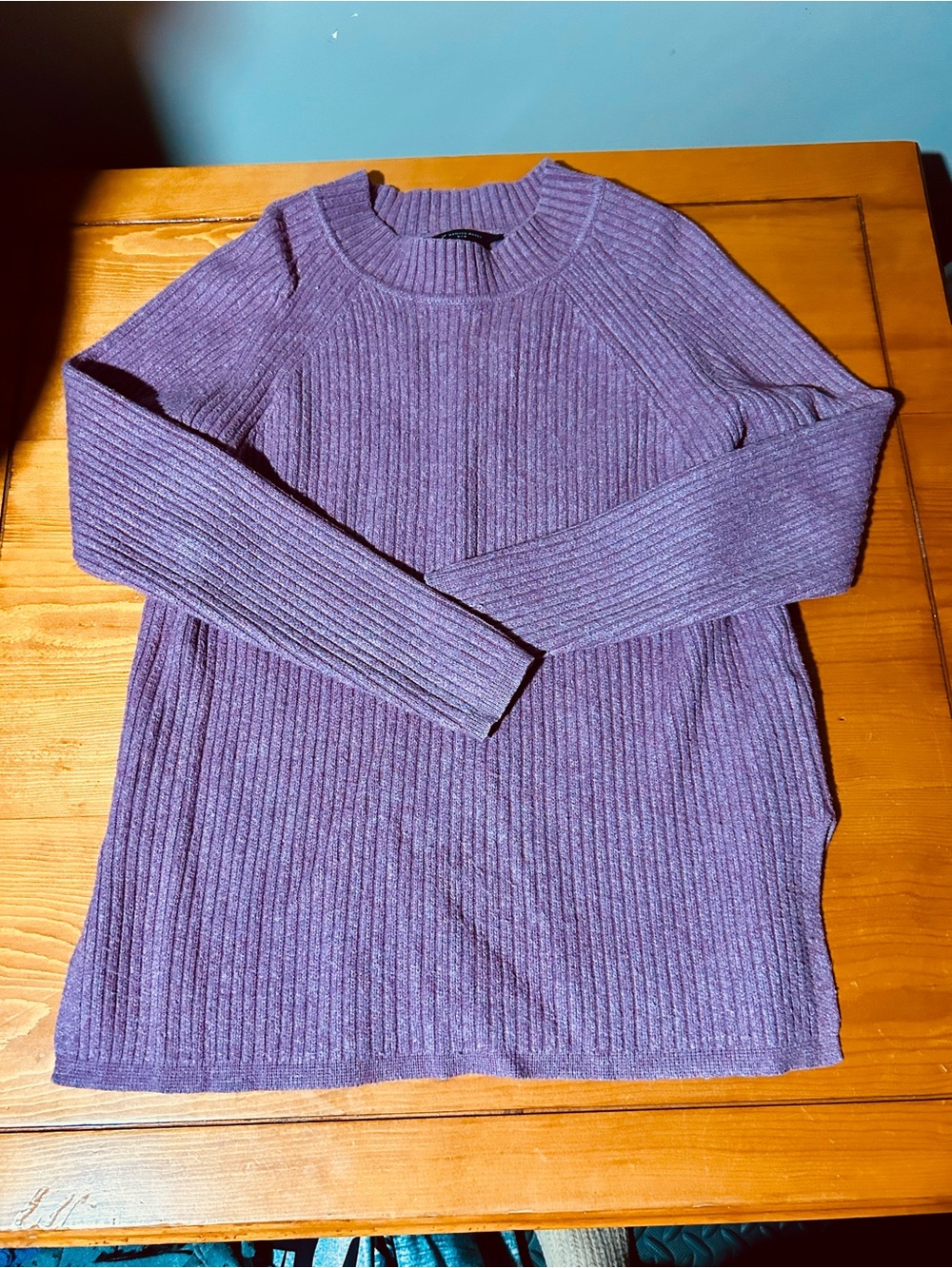 Denver Hayes Purple Ribbed Crewneck Sweater